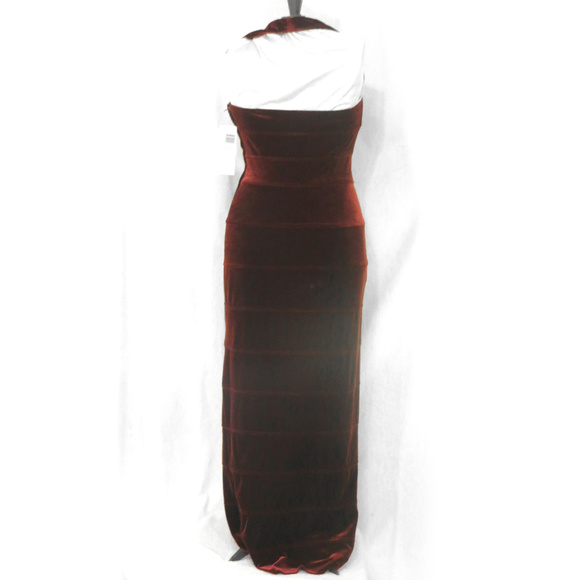 Slinky Formal Burgundy Velvet Gown by En Francais - Picture 2 of 5